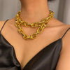 Punk Thicken Choker Necklace Layerd Gold Color  Men Cuban Link Chain Chunky Goth Necklace for Women Collar Jewelry
