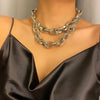 Punk Thicken Choker Necklace Layerd Gold Color  Men Cuban Link Chain Chunky Goth Necklace for Women Collar Jewelry