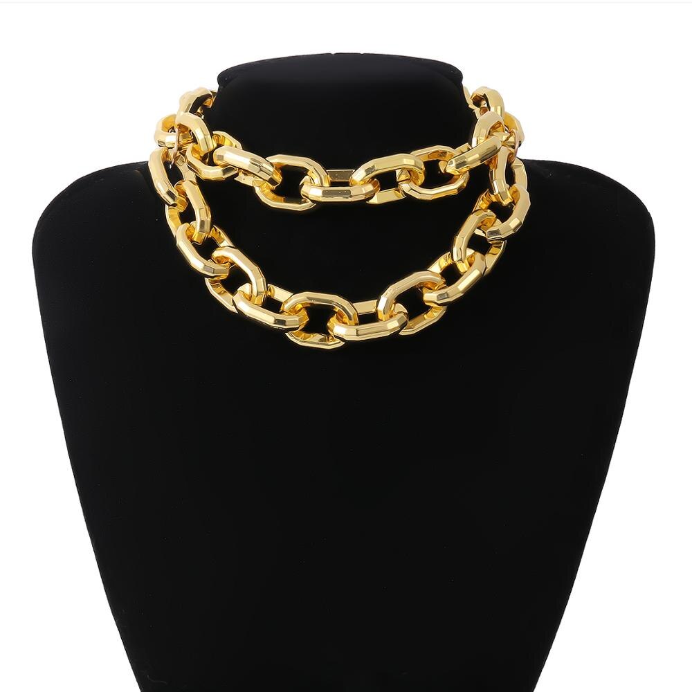Punk Thicken Choker Necklace Layerd Gold Color  Men Cuban Link Chain Chunky Goth Necklace for Women Collar Jewelry