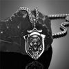 Punk Vikings Wolf Head Necklaces Men Amulet Stainless Steel Norse Runes Vegvisir Bear Totem Pendant Hip Hop Male Choker Jewelry