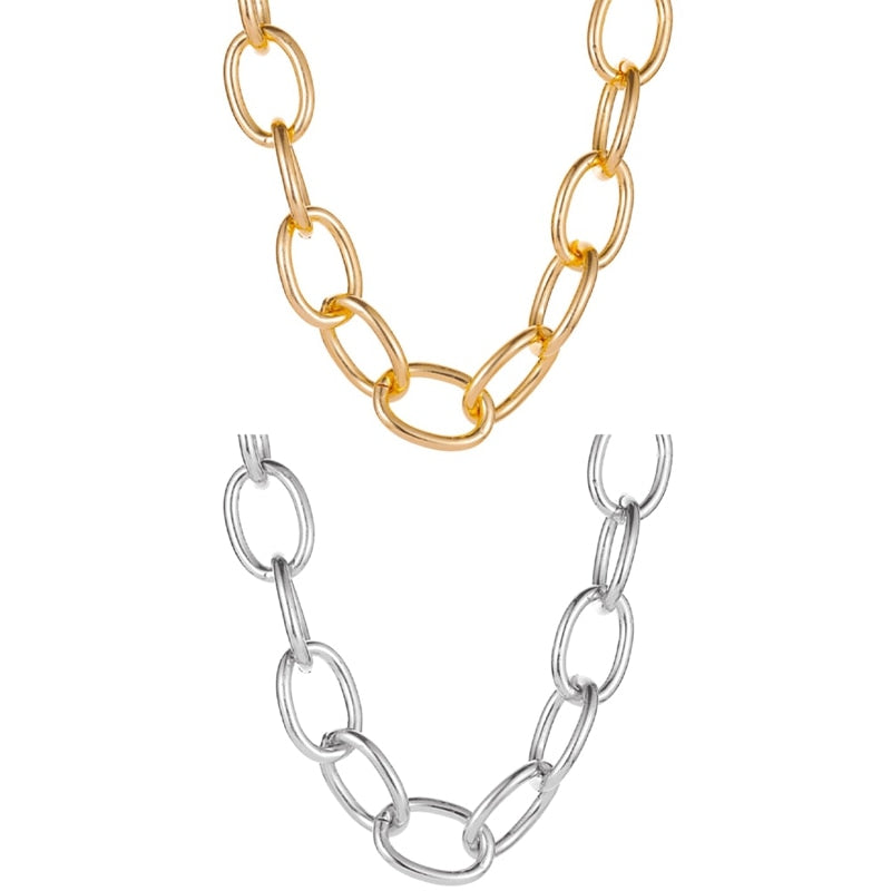 Punk Vintage Exaggerated Heavy Metal Big Thick Chain Choker Necklace Women Night Club Jewelry Female Chocker Collier