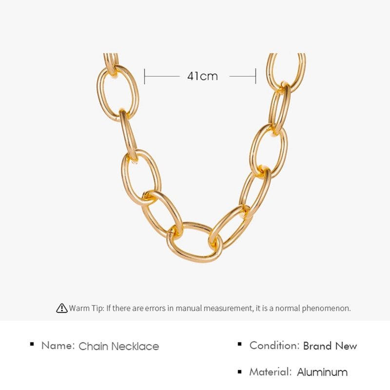 Punk Vintage Exaggerated Heavy Metal Big Thick Chain Choker Necklace Women Night Club Jewelry Female Chocker Collier