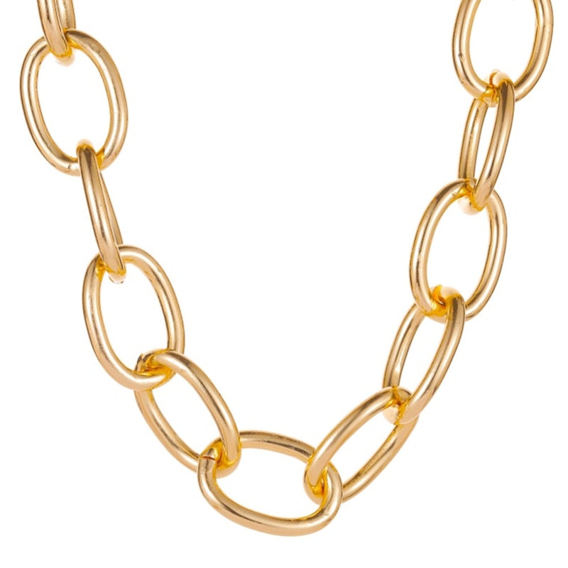 Punk Vintage Exaggerated Heavy Metal Big Thick Chain Choker Necklace Women Night Club Jewelry Female Chocker Collier