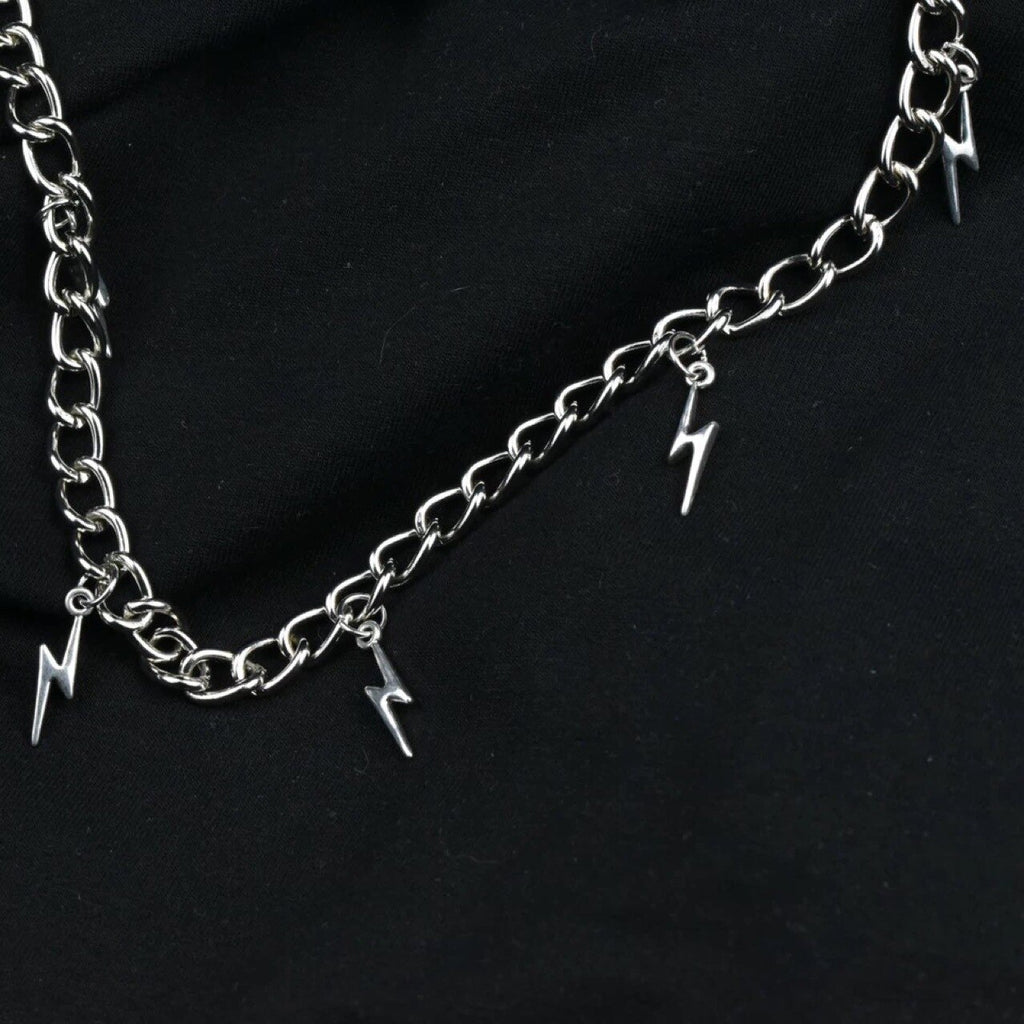 Punk Vintage Lightning Pendant Short Necklaces for Women Men Metal Chain Choker  Y2K Jewelry Hip Hop Charms  New