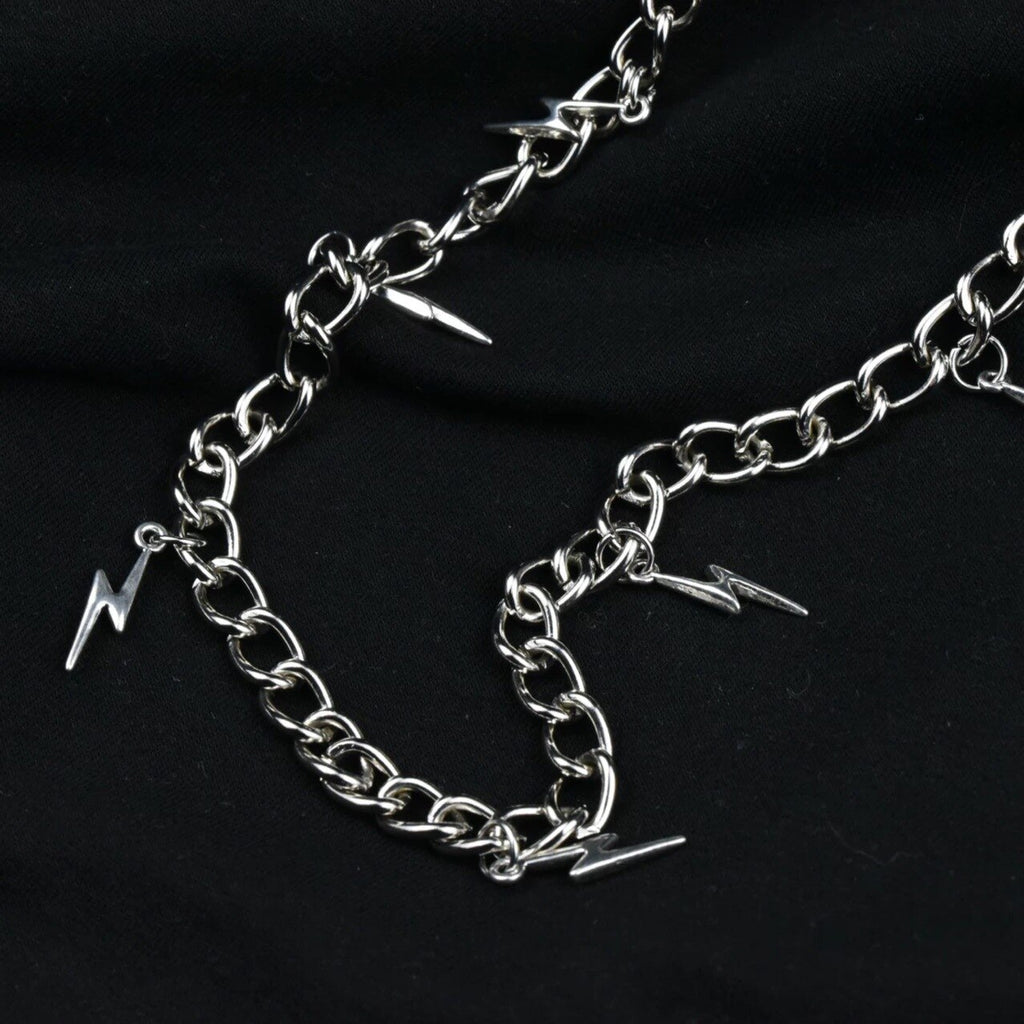 Punk Vintage Lightning Pendant Short Necklaces for Women Men Metal Chain Choker  Y2K Jewelry Hip Hop Charms  New