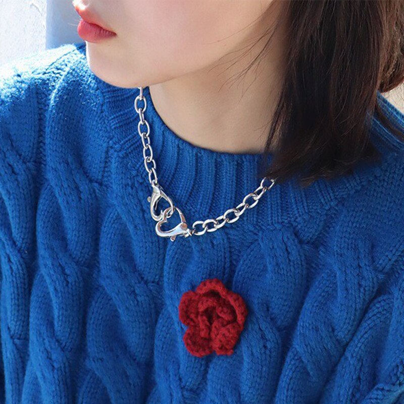 Punk Vintage Love Lock Clavicle Chain Necklace for Women 2021 Metal Hollow Geometric Necklace Female Simple Necklace