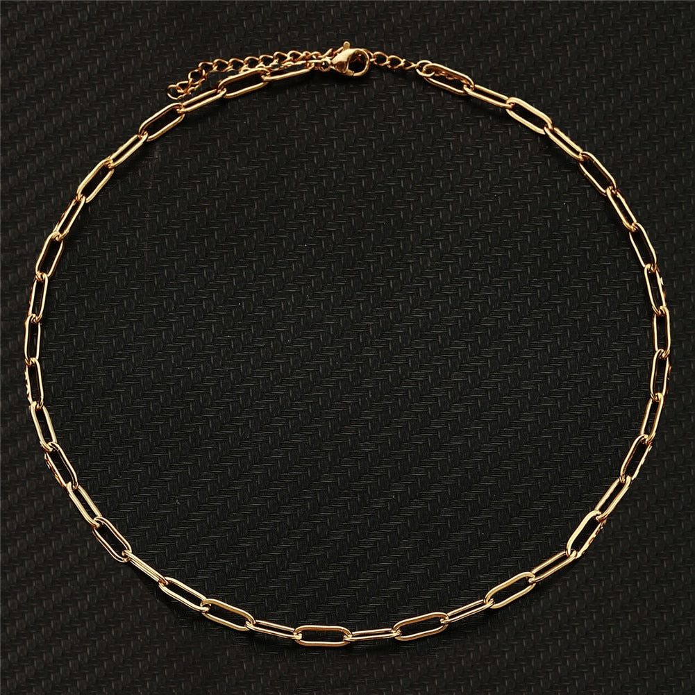 Punk Women's Clavicle Collar Choker Necklace Chain Gold Color Stainless Steel Neck Chain for Women Jewelry Chocker On The Neck