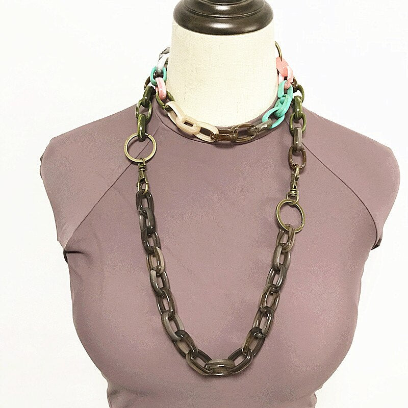 Punk exaggerated chain necklace resin chain link long necklace 2021  necklace women bohemian factory charm jewelry