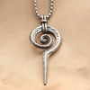 Punk jwelry titanium steel coiled snake scepter pendant necklace vintage accessories stainless steel  totem pendant men chain