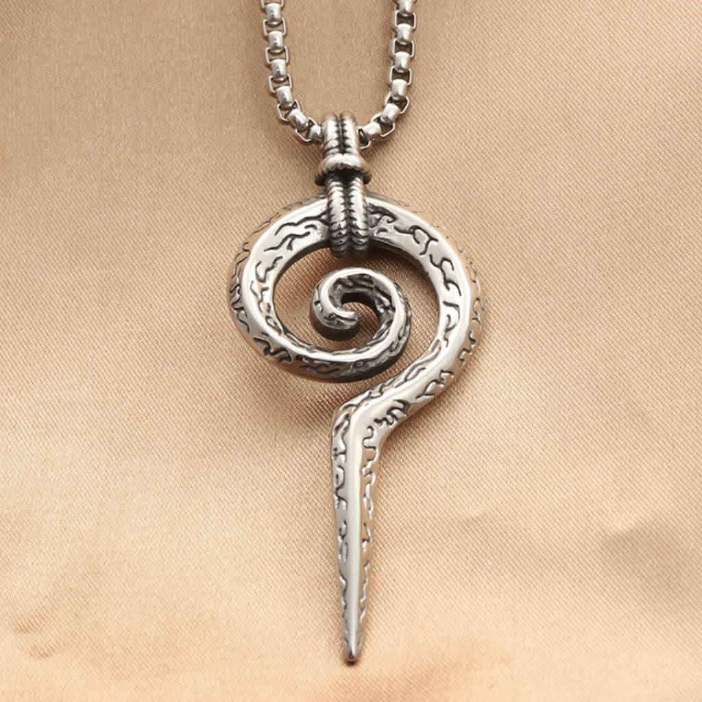 Punk jwelry titanium steel coiled snake scepter pendant necklace vintage accessories stainless steel  totem pendant men chain