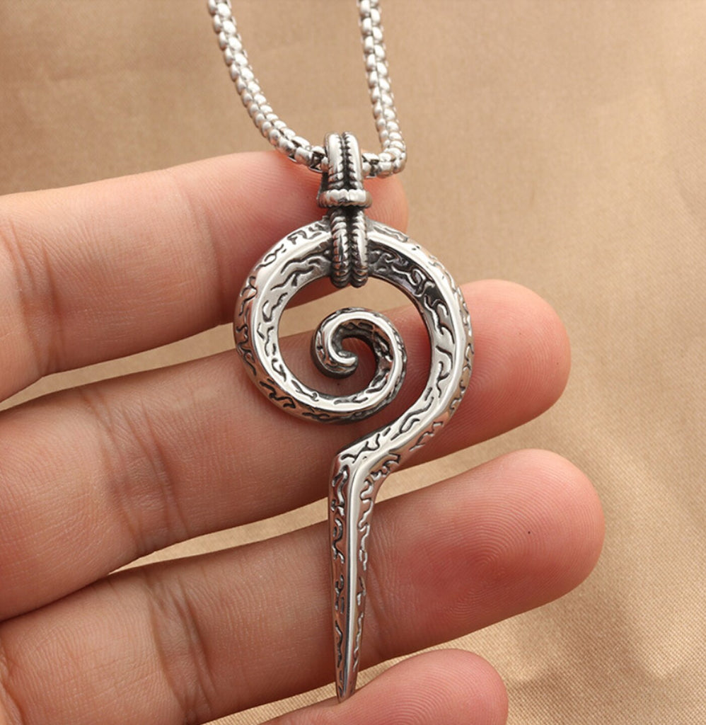 Punk jwelry titanium steel coiled snake scepter pendant necklace vintage accessories stainless steel  totem pendant men chain