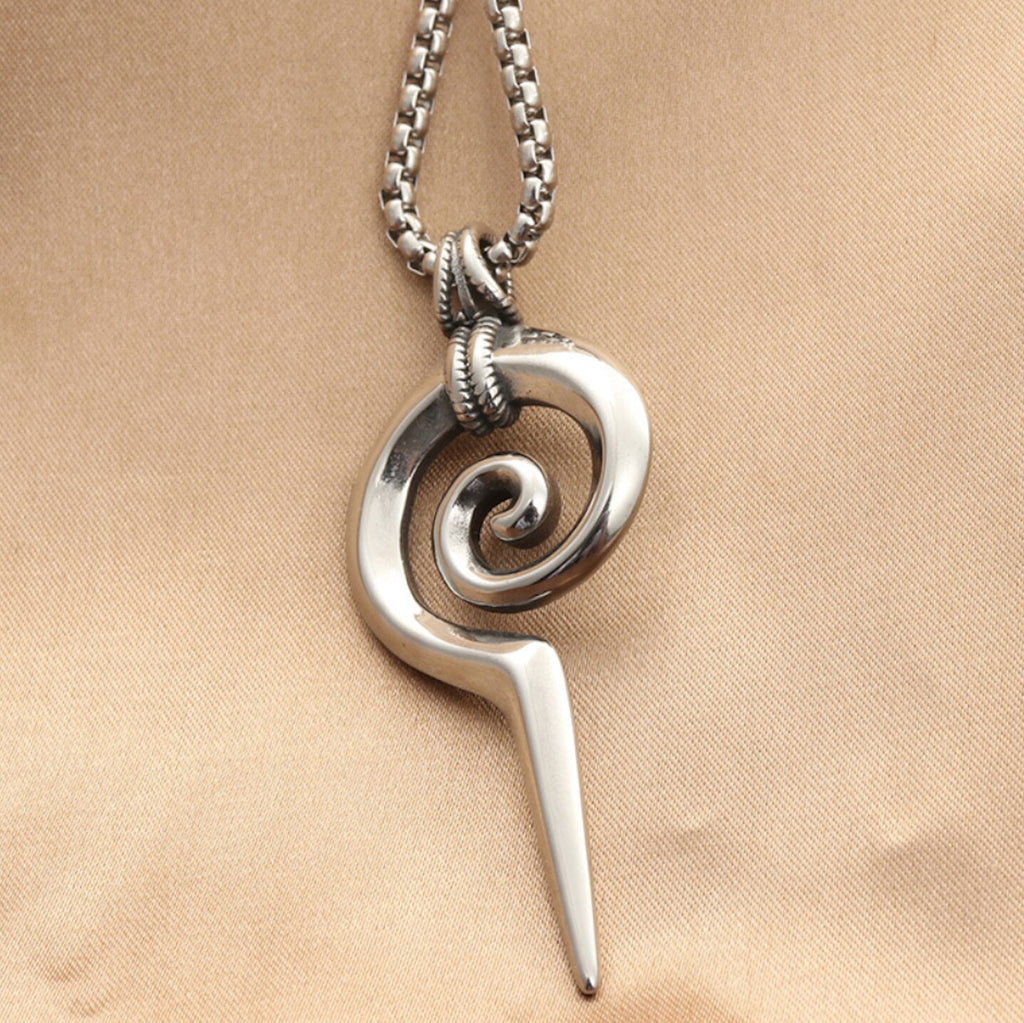 Punk jwelry titanium steel coiled snake scepter pendant necklace vintage accessories stainless steel  totem pendant men chain