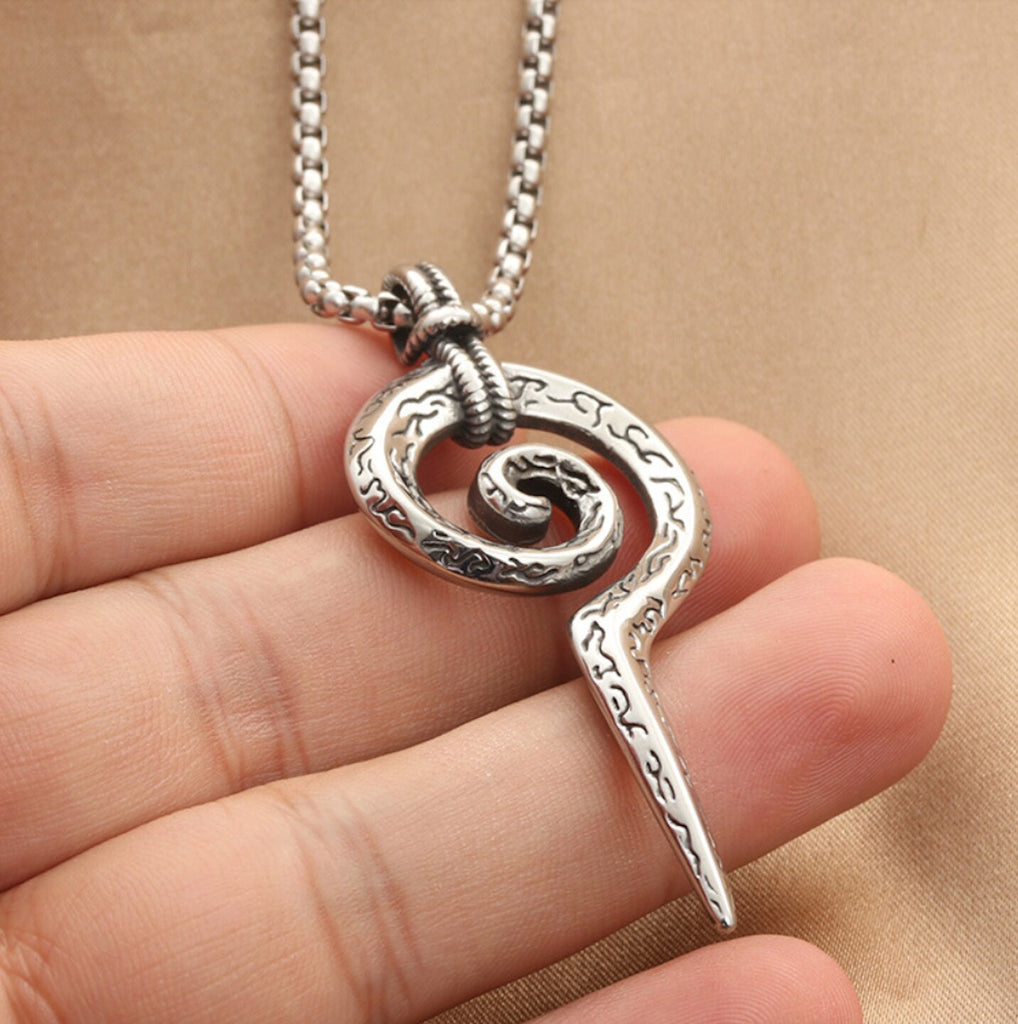 Punk jwelry titanium steel coiled snake scepter pendant necklace vintage accessories stainless steel  totem pendant men chain