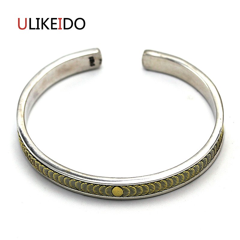 Pure 925 Sterling Silver Bangle Totem Fashion Vintage Hand Chain For Men And Women Sprcial Skeleton Jewelry Charm Letter 453