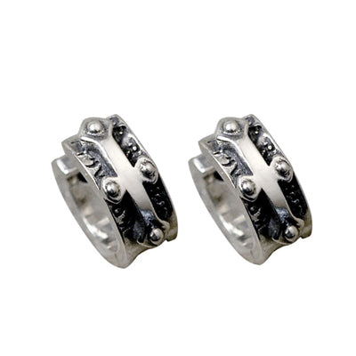 Pure 925 Sterling Silver Cross Earrings Fashion Punk Thai Silver Jewelry Stud Earring For Men Women Christmas Gift 1177