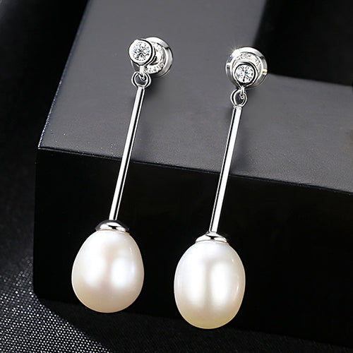 Pure 925 Sterling Silver Drop Earrings Accessories For Women Minima Design Drop Tear Statement Natural Pearl Earring