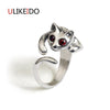 Pure 925 Sterling Silver Jewelry Cat Rings With Zircon Wide Version Men Signet Ring For Women Christmas Gift 1027