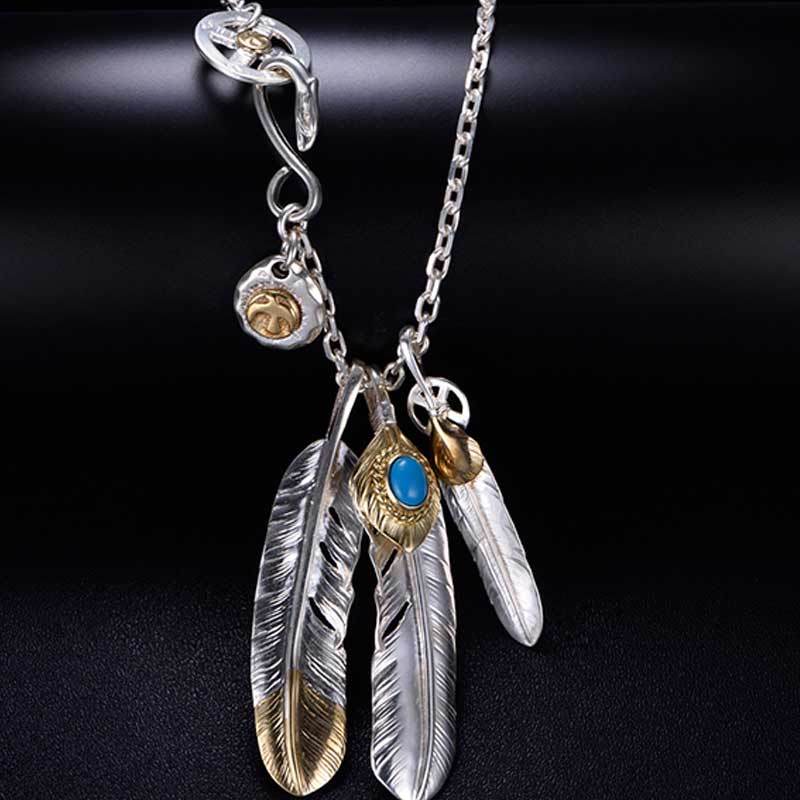 Pure 925 Sterling Silver Jewelry Fashion Charms Necklace Takahashi Goros Pendant Eagle Feather Chain New Popular Gift P1022