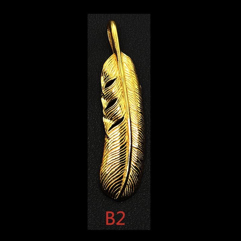 Pure 925 Sterling Silver Jewelry Feather Charms With 18 k Vintage Pendant for Unisex Thai Silver Necklace Chain Fine Gift 627