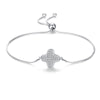 Pure 925 Sterling Silver Jewelry For Women Sliver Color Bracelet Mother Zircon Clover Bracelet Flower Bangle Bijoux