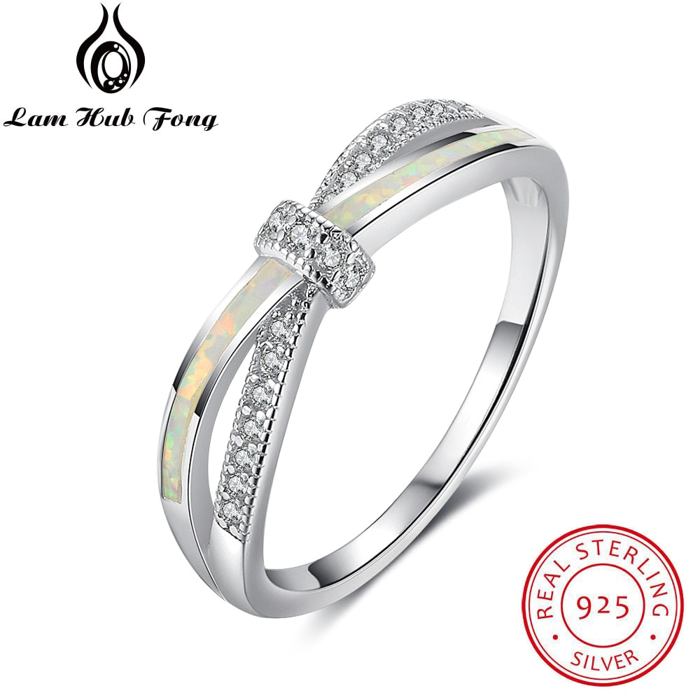 Pure 925 Sterling Silver Rings For Women Knot Design Girls White Fire Opal zircon Fashion Jewelry Wholesale Gifts
