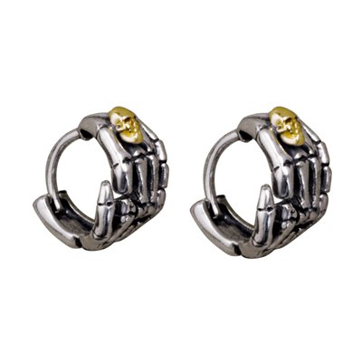 Pure 925 Sterling Silver Skeleton Earrings Fashion Punk Thai Silver Jewelry Stud Earring For Men Women Christmas Gift 1195