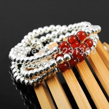 Pure Handmade Agate 100% 925 Sterling Silver Bracelet&Necklace Fashion Elegant Beads Bracelet Fine Jewelry For Birthd Gift