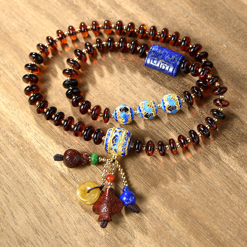 Pure Handmade String Beads Bracelet Natural Amber Abacus Beads Tassel Bracelet Factory Direct Wholesale