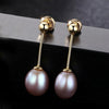 Pure S925 silver 8-9mm Rice Natural Pearl Earrings For Women Jewelry Pearl 3 Colors Choose Gift