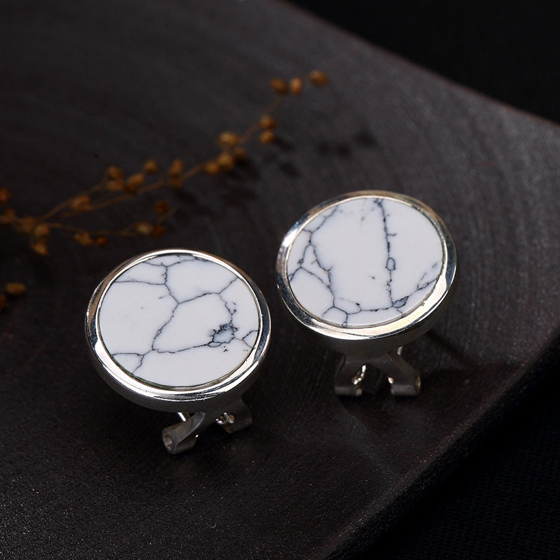 Pure Silver Retro Europe, Japan South Korea Style Turquoise, Round Thai Silver Lady Earrings Earrings Wholesale