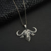 Pure Tin Animal Bull Head Retro Pendant Men's Hip Hop Necklace Sweater Chain