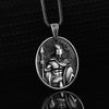 Pure Tin Pendant Necklace Spartan Warrior Titanium Steel Retro Necklace Long Hip Hop Men's Sweater Chain