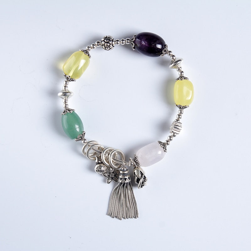 Pure handmade leather cord Sterling silver DIY beeswax bracelet natural amber beeswax original stone 925 sterling silver