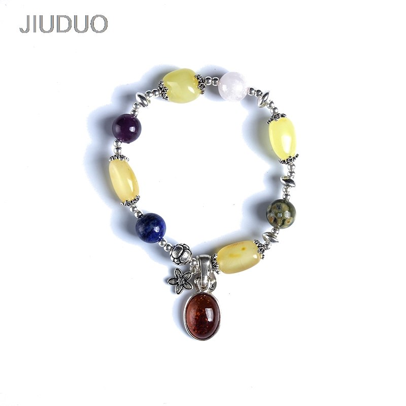 Pure natural amber bracelet full of honey chicken yellow old wax bead beads multi-turn DIY hand string female models