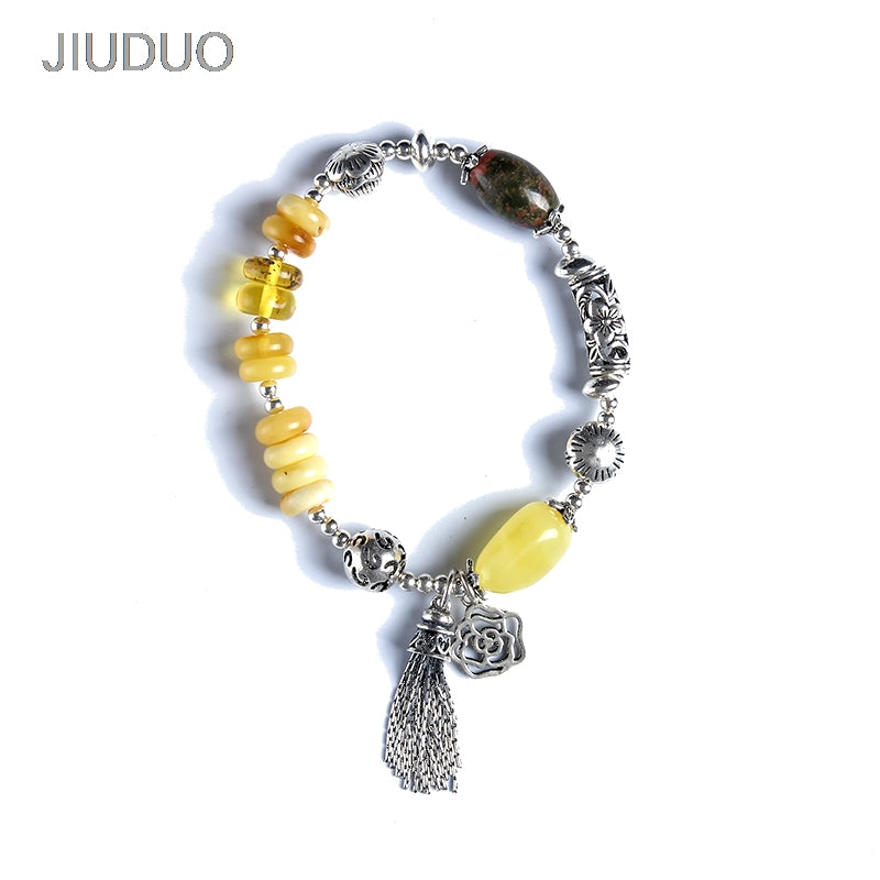 Pure natural amber bracelet full of yellow old wax bead beads multi-turn DIY hand string female models