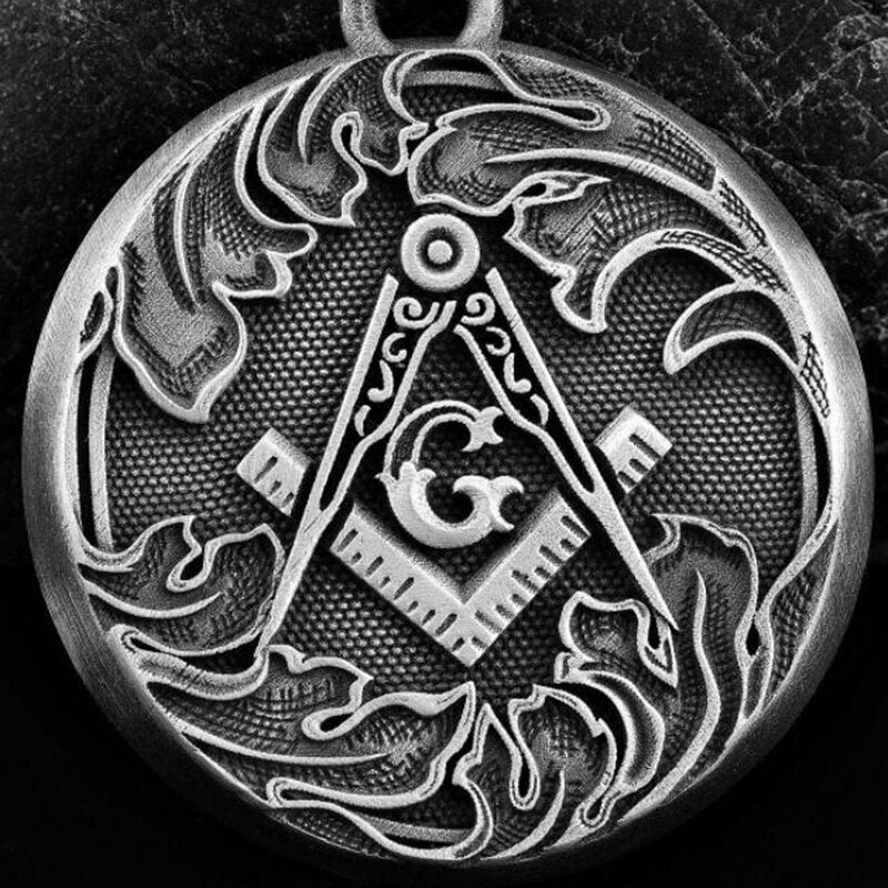 Pure tin Jewelry on the neck G Freemason round pendant necklace men retro vintage tag accessories man chain necklace