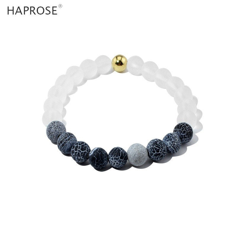 Purple Agate Elastic Bracelet Natural White Blue Onyx 8mm Creative Jewelry Woman Dance Bracelet Gemstone Scrub Agate Beads