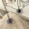 Purple Black Saturn Crystal Pendant Necklace Hip-hop Punk Retro Chain Of Clavicle Sweater Chain Ms Girl Travel Jewelry