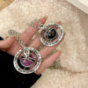 Purple Black Saturn Crystal Pendant Necklace Hip-hop Punk Retro Chain Of Clavicle Sweater Chain Ms Girl Travel Jewelry