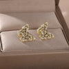 Purple Crystal Butterfly Stud Earrings For Women Stainless Steel Zircon Earrings 2023 Trend Couple Jewelry boucle oreille femme