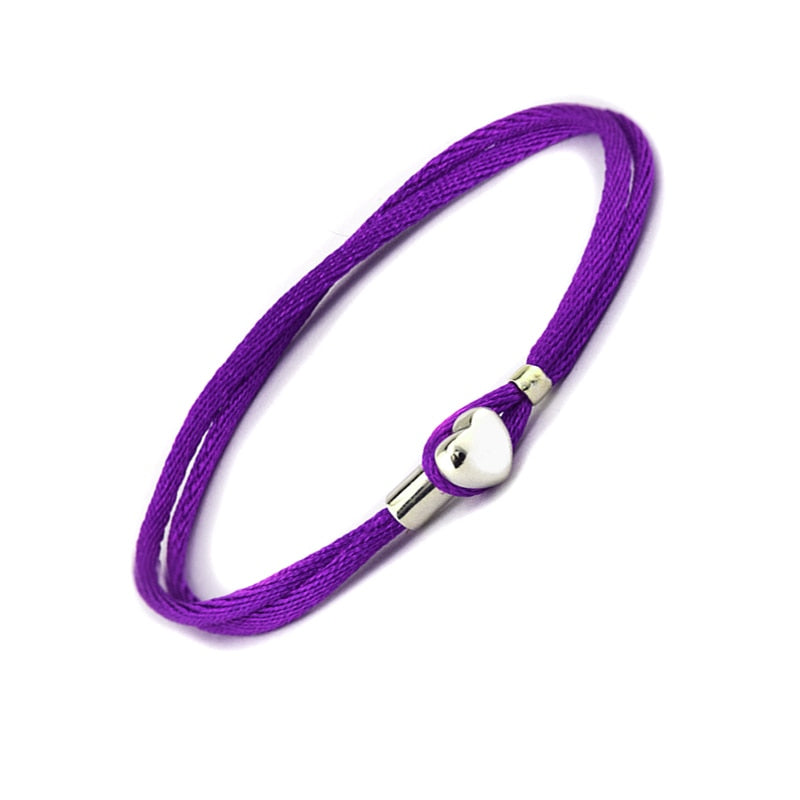 Purple Fabric Cord Bracelets 100% 925 Sterling Silver Fine Jewelry For Women Wholesales