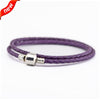 Purple Leather Bracelets 925 Sterling Silver Jewelry
