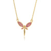 Purple Zircon Dragonfly Necklace For Women Stainless Steel Gold  Color CZ Necklaces 2023 Korean Aesthetic Jewelry