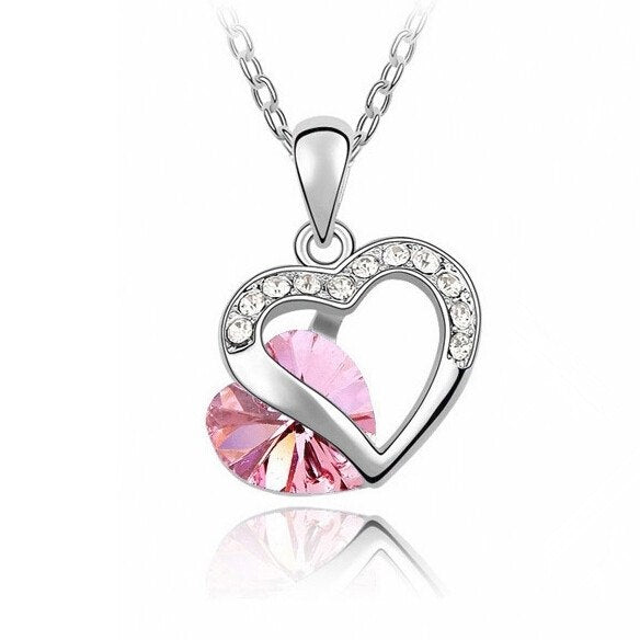 9 Colors Heart Choker Necklace Women Necklaces & Pendants for Women 2020 Crystal Pendant Purple Pink Blue Jewelry