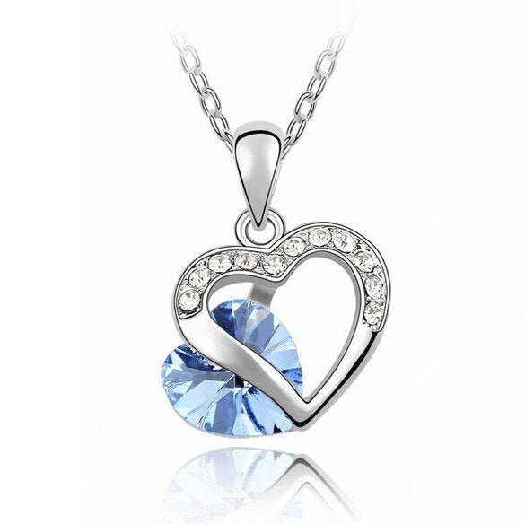 9 Colors Heart Choker Necklace Women Necklaces & Pendants for Women 2020 Crystal Pendant Purple Pink Blue Jewelry