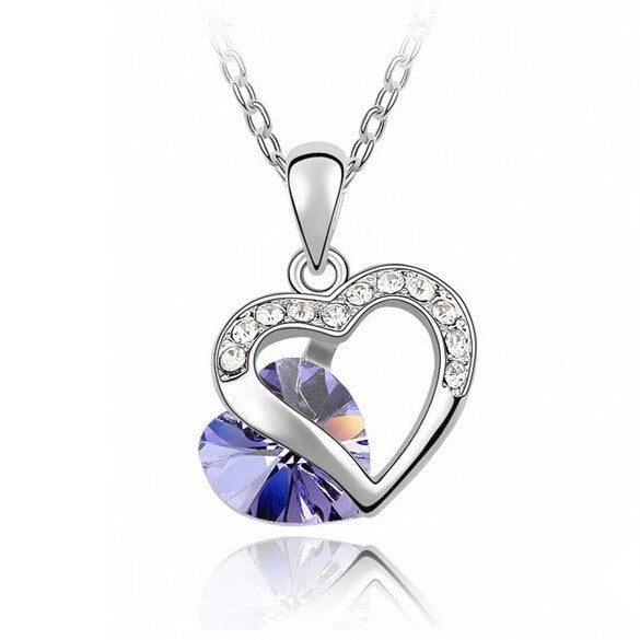 9 Colors Heart Choker Necklace Women Necklaces & Pendants for Women 2020 Crystal Pendant Purple Pink Blue Jewelry