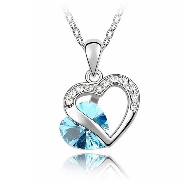 9 Colors Heart Choker Necklace Women Necklaces & Pendants for Women 2020 Crystal Pendant Purple Pink Blue Jewelry