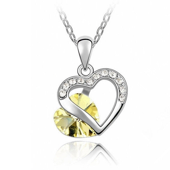 9 Colors Heart Choker Necklace Women Necklaces & Pendants for Women 2020 Crystal Pendant Purple Pink Blue Jewelry