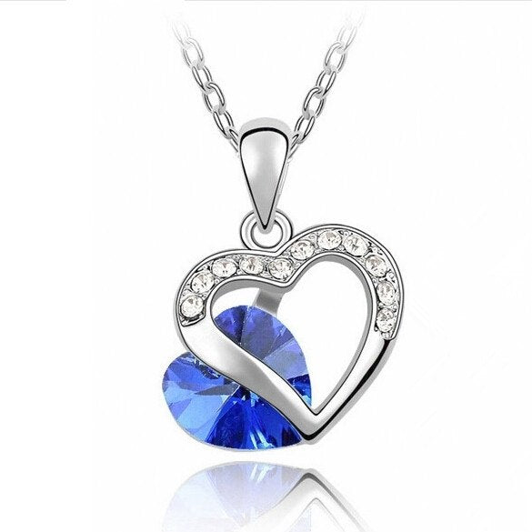 9 Colors Heart Choker Necklace Women Necklaces & Pendants for Women 2020 Crystal Pendant Purple Pink Blue Jewelry