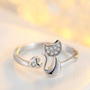 Gold Color/Silver Color Lovely Cat Shape Clear Crystal Inlaid Women Girl Opening bague Anel Ring Party Jewelry Bijoux